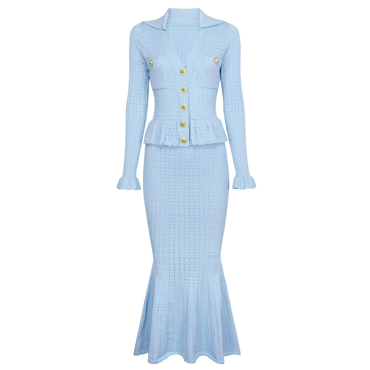 25ss European and American spring and autumn fashion knitted dress