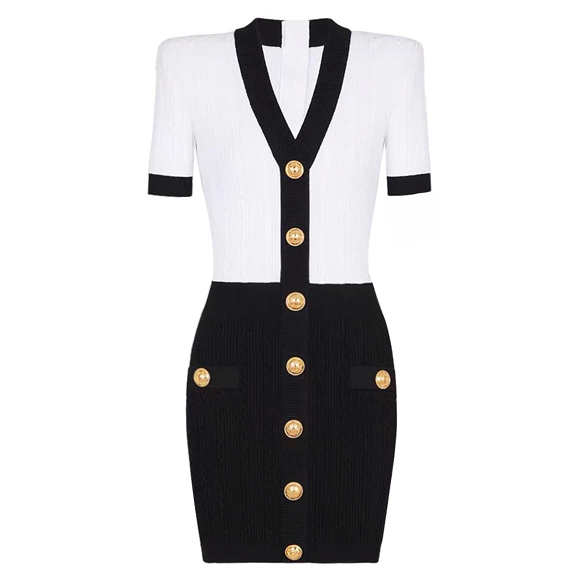 25ss V-neck knitted versatile body-hugging dress