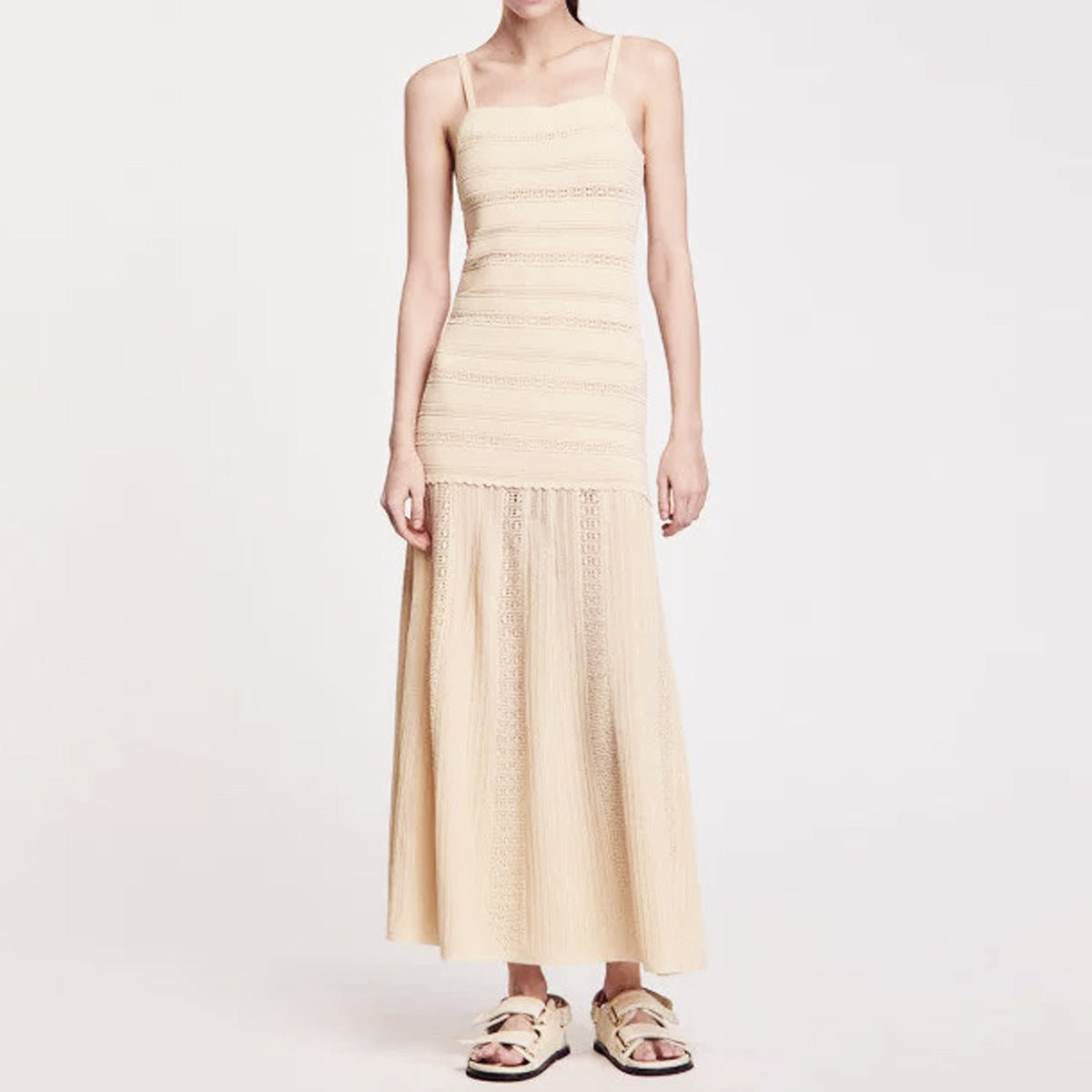 25ss Handcrafted jacquard cutout slimming halter dress