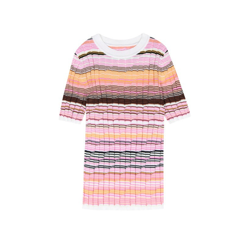 25ss Spring and summer silk cotton striped knitted sweater