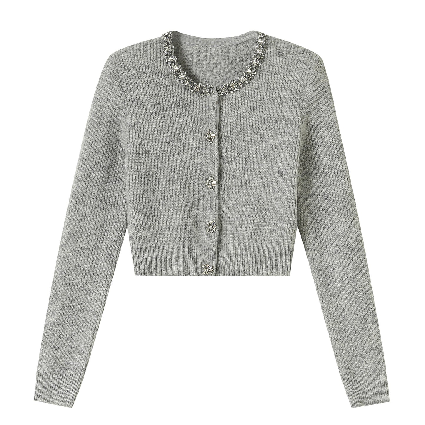 25ss A fashionable cardigan studded with diamonds in early autumn