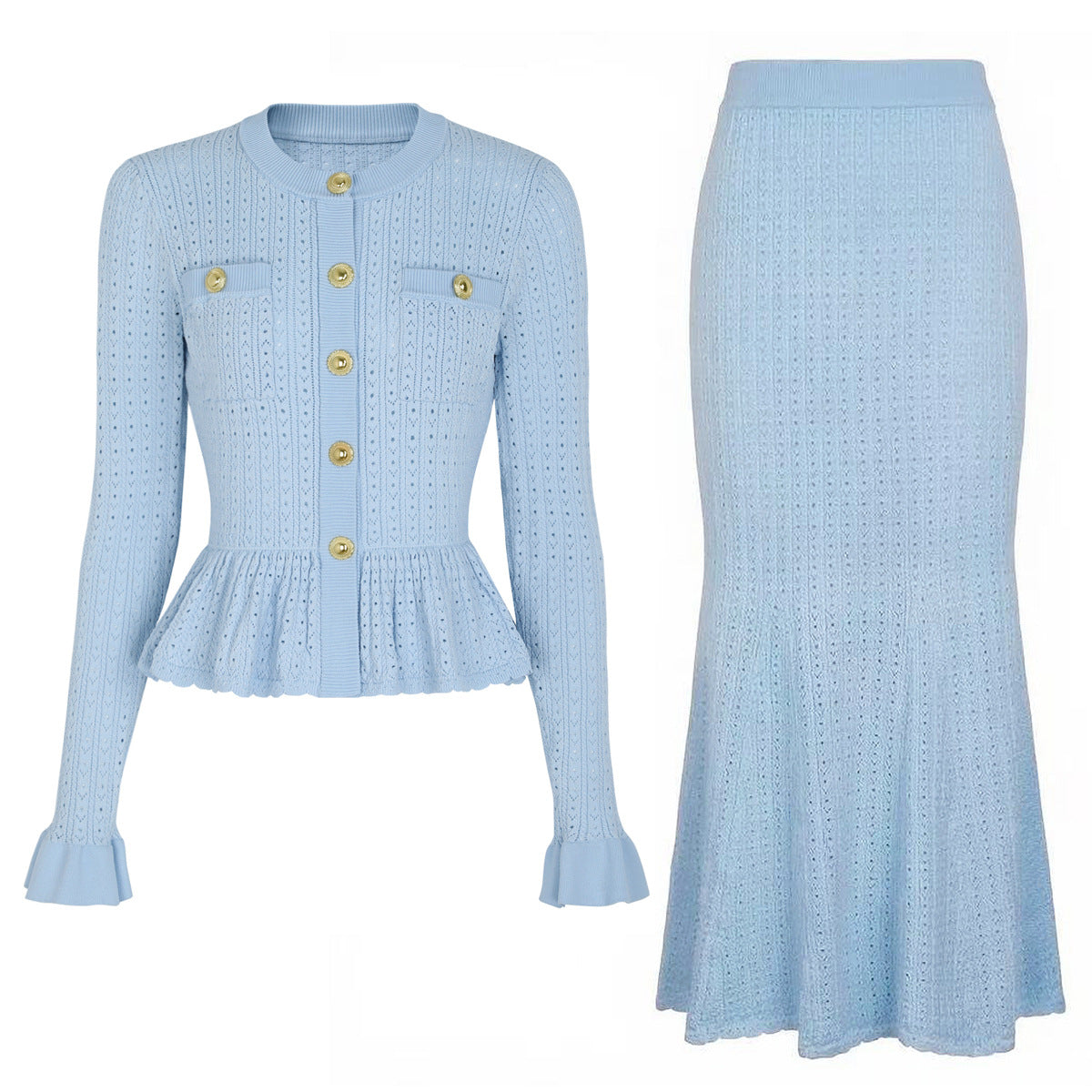 25ss Spring and Autumn knitted cardigan skirt set