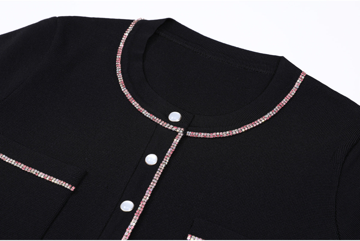 25ss A classic short-sleeved T-shirt top set with nails and diamonds