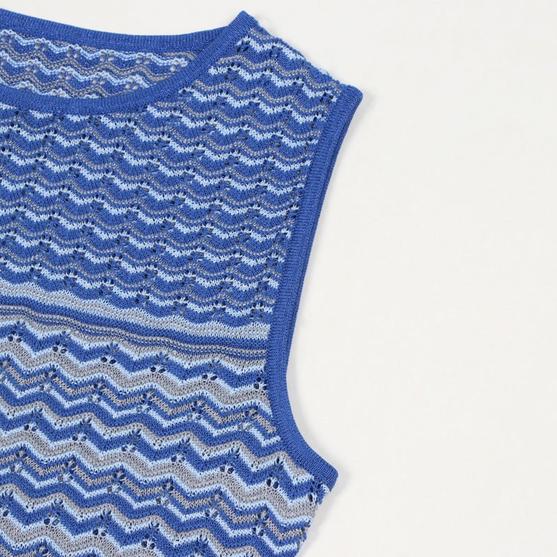25ss Elegant and elegant striped knitted dress for spring and summer