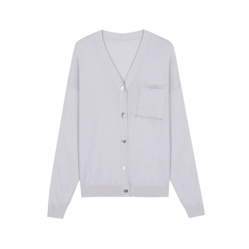 25ss Elegant Tencel wool knitted cardigan for autumn and winter