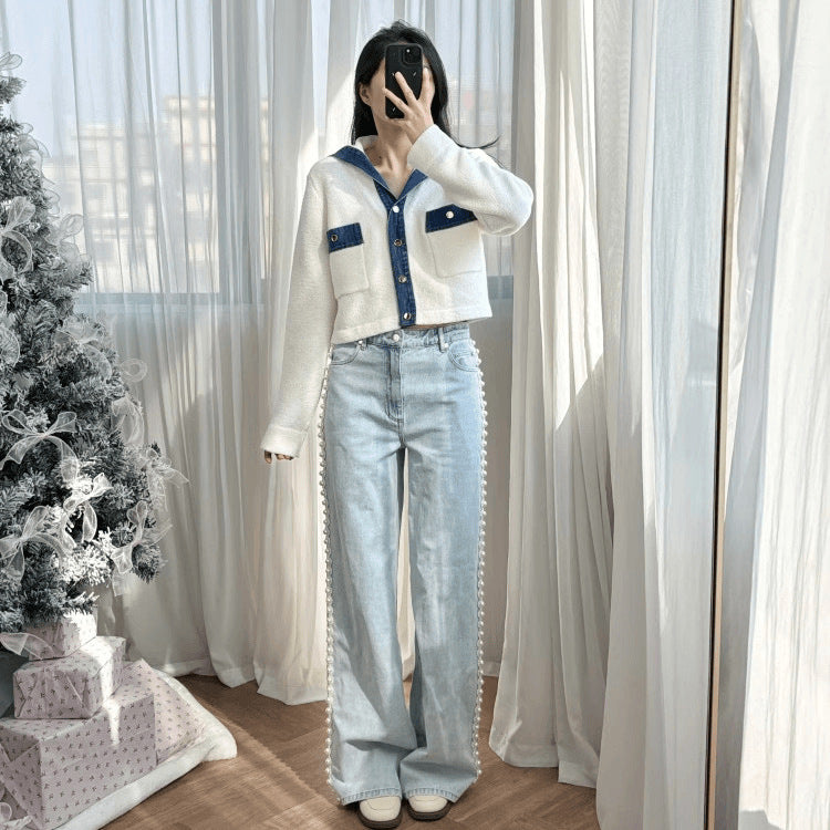 25ss Elegant and youthful school-style knitted cardigan