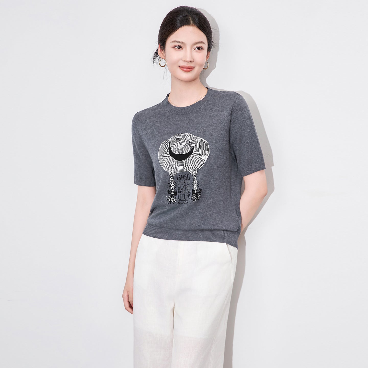 25ss Tencel wool breathable knitted short-sleeved T-shirt