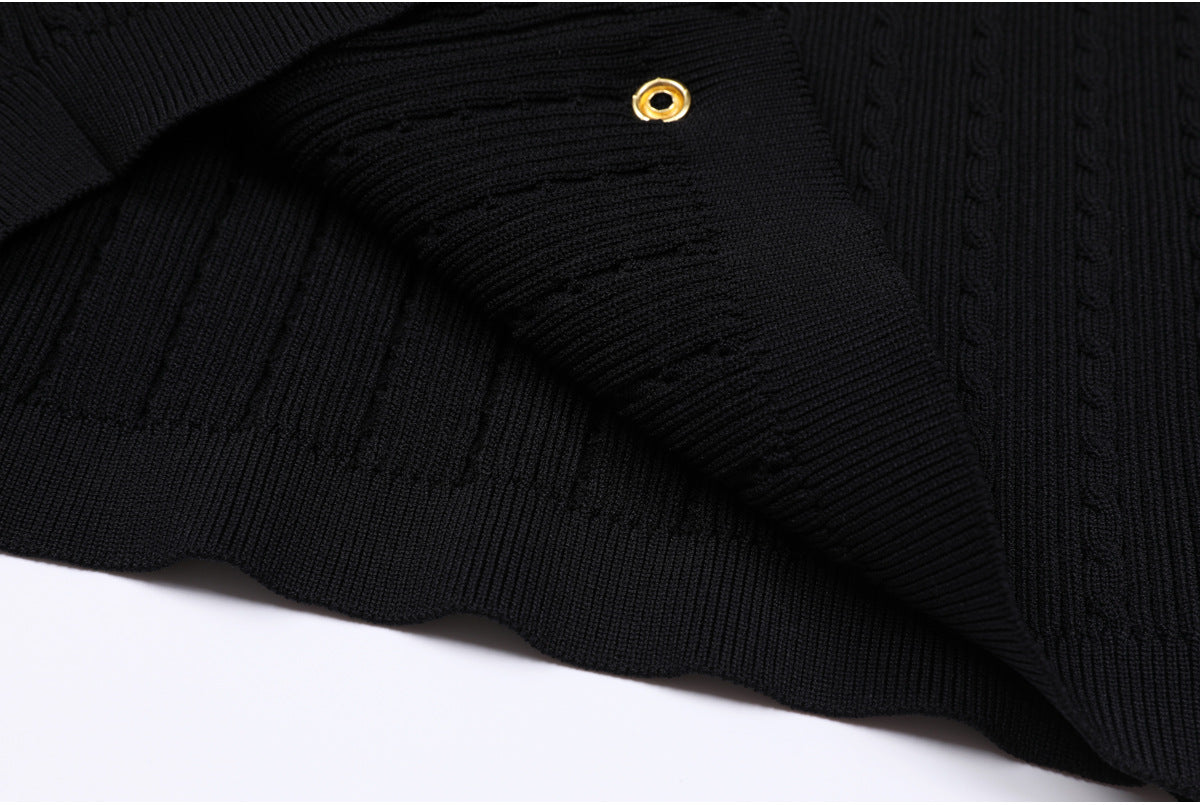 25ss V-neck knitted versatile body-hugging dress
