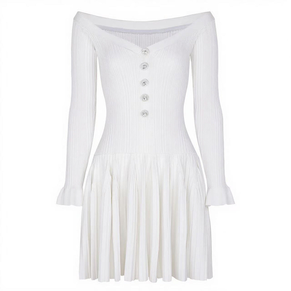 25ss Autumn one-shoulder knitted dress with a one-shoulder collar