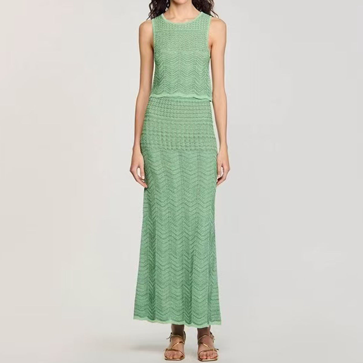 25ss Top coat: sleeveless fitted dress set