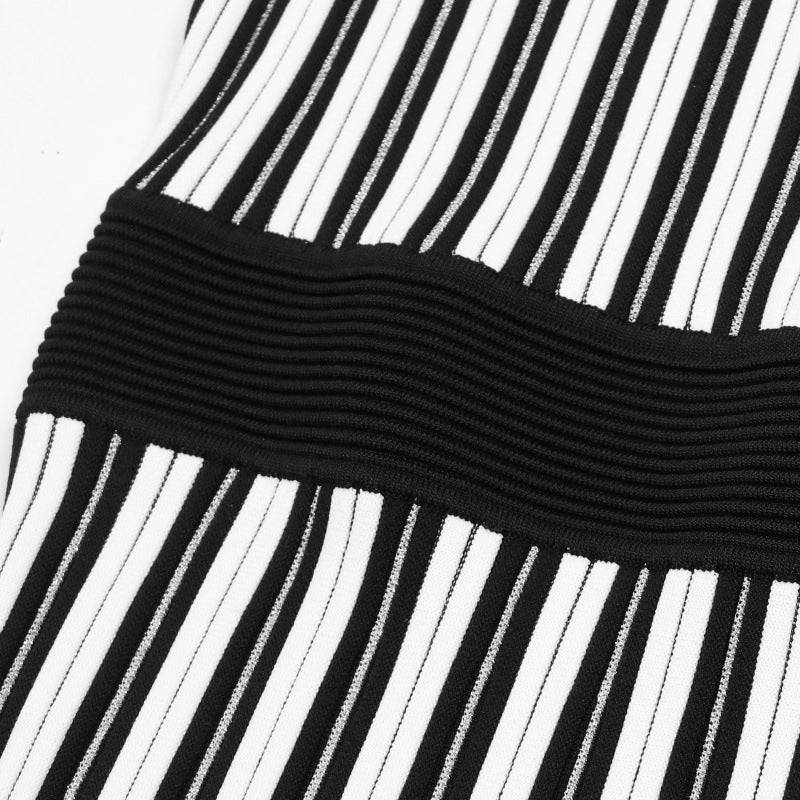 25ss Sleeveless A-line striped knitted dress for spring and summer