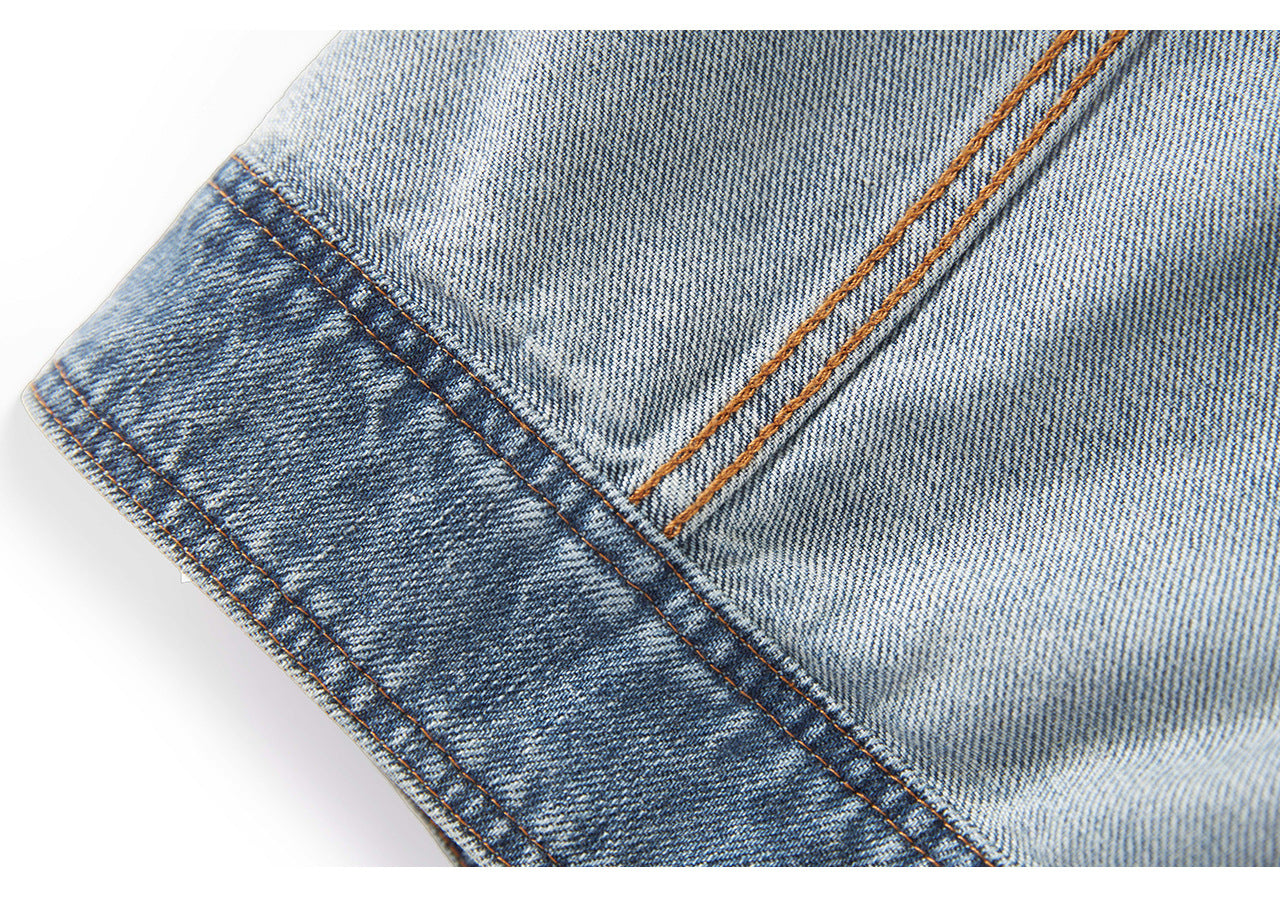 25ss A light luxury hand-stitched diamond denim vest jacket