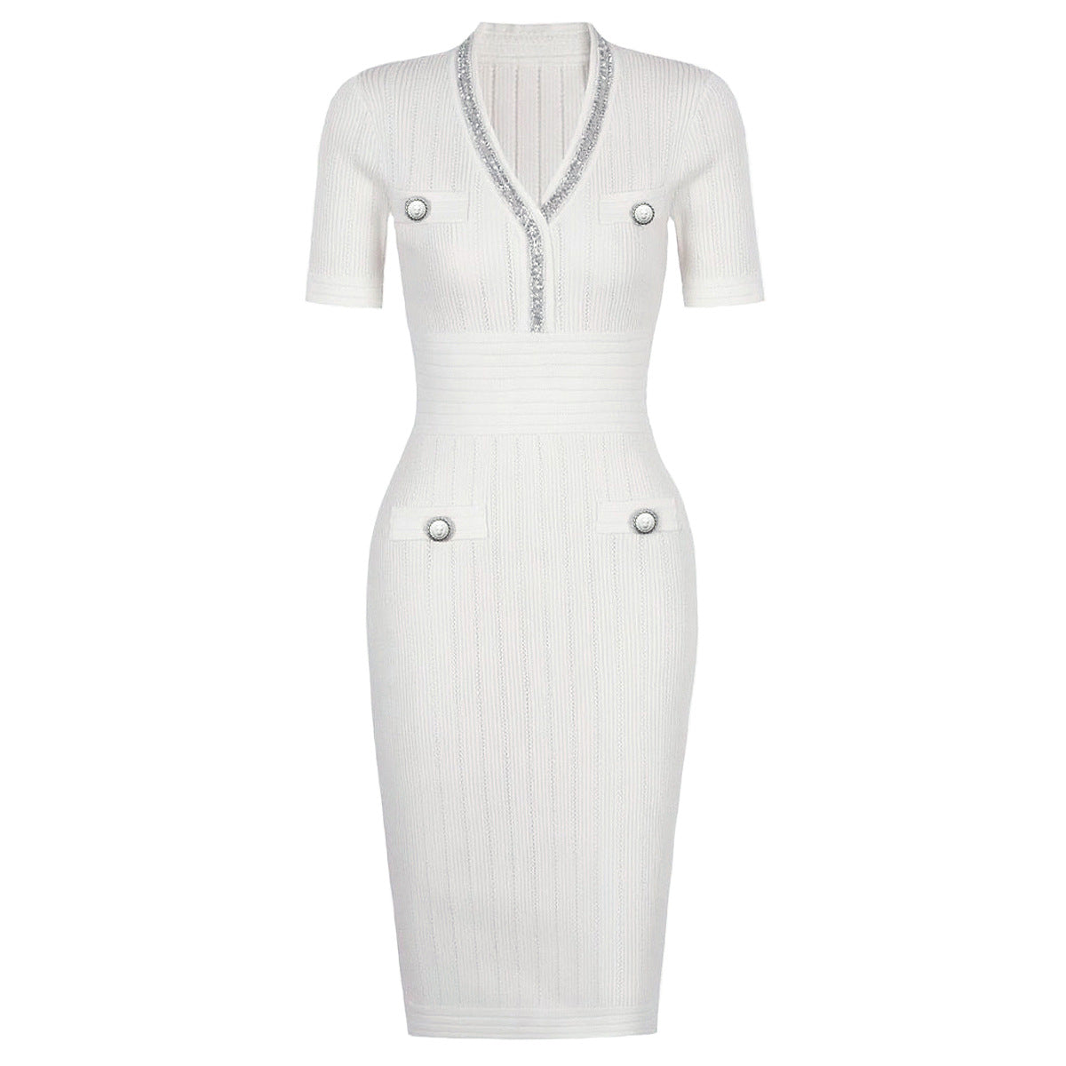 25ss A versatile and slimming beaded hip-hugging dress