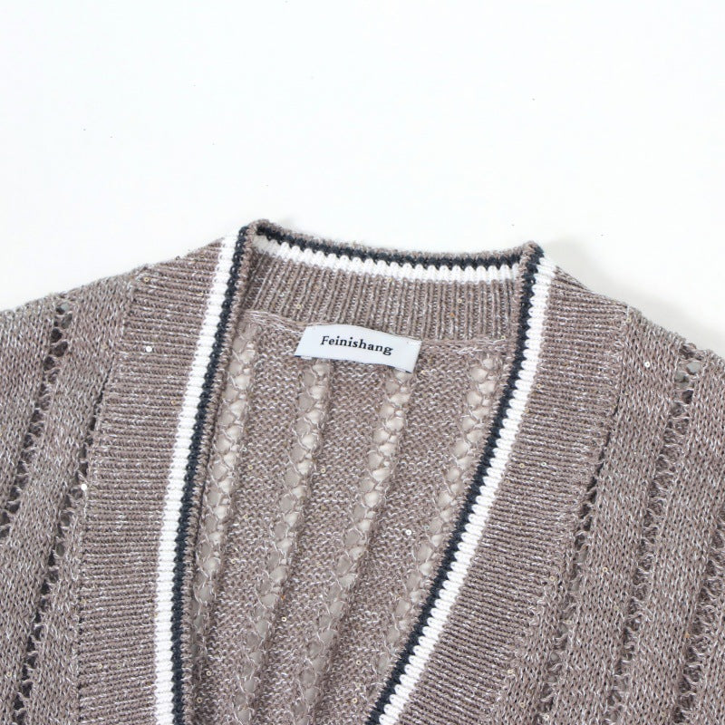 25ss Old Qianfeng autumn and winter linen and cotton knitted sweater