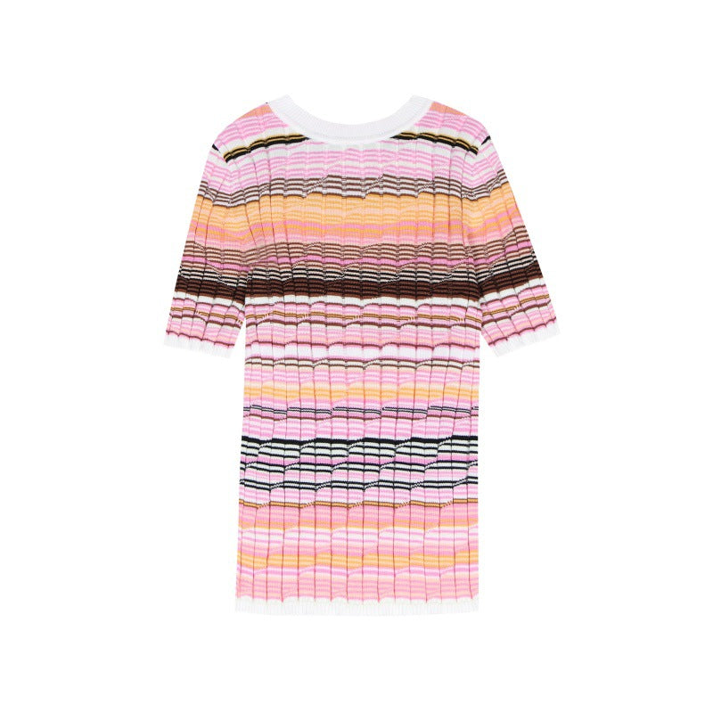 25ss Spring and summer silk cotton striped knitted sweater