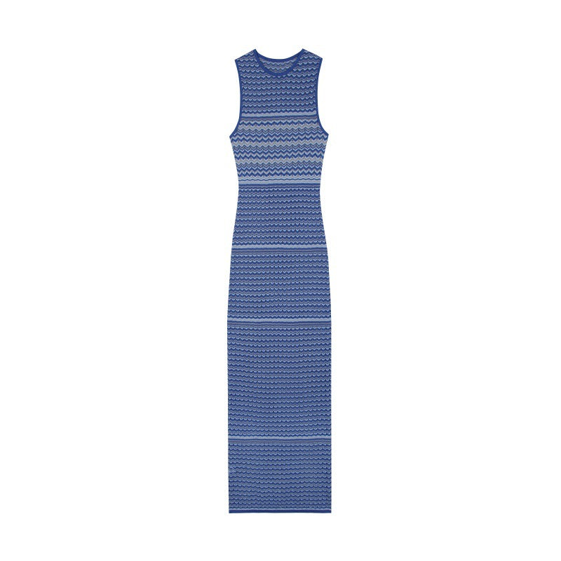 25ss Elegant and elegant striped knitted dress for spring and summer
