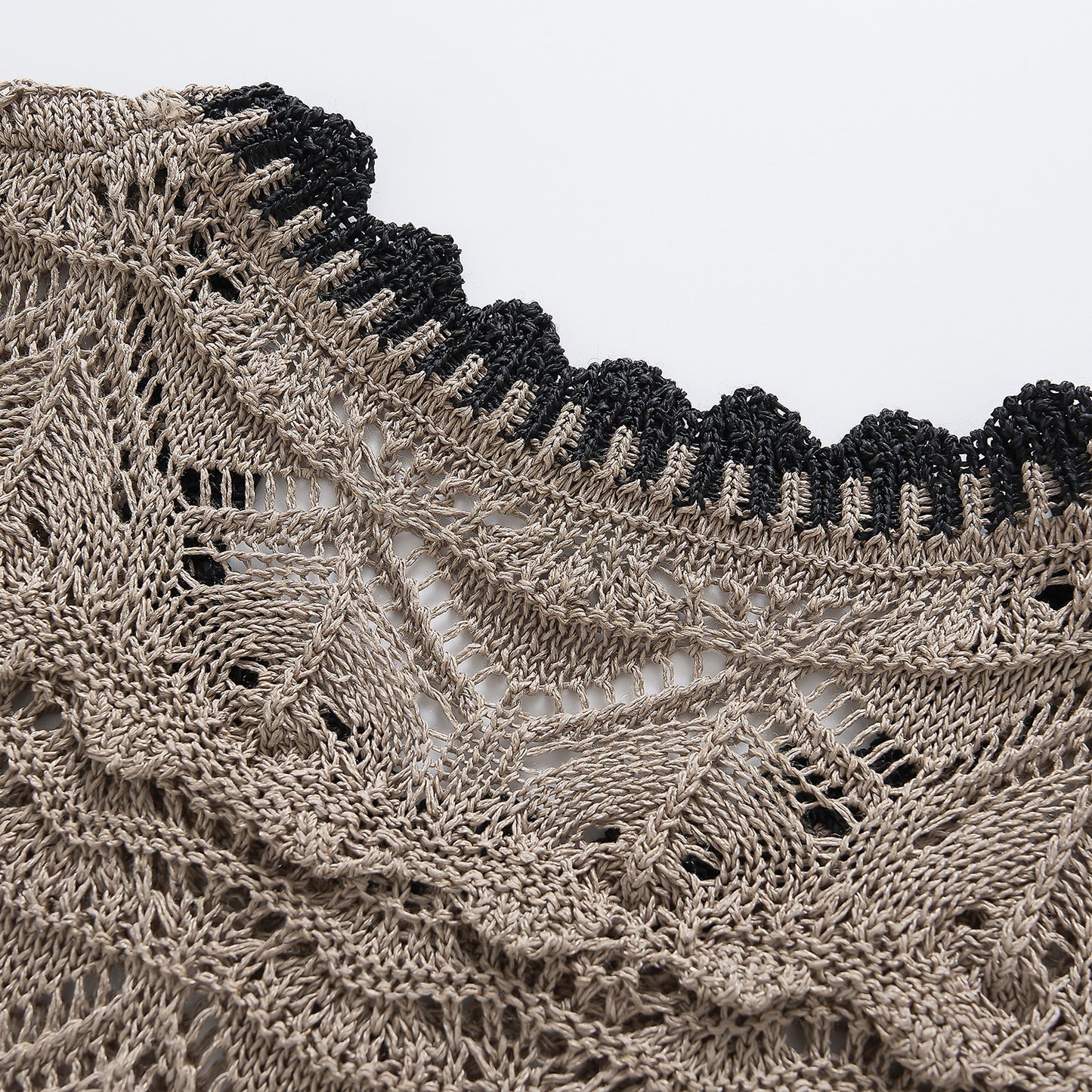 25ss French design style knitted hollowed-out crochet vest linen top