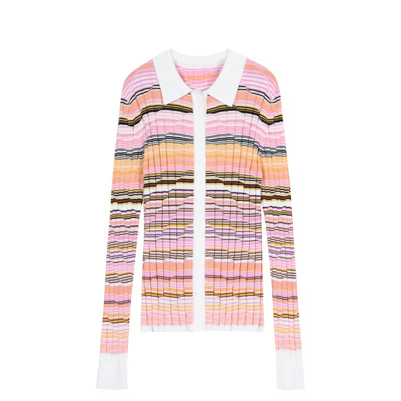 25ss Spring and Autumn polo collar Tencel cotton knitted sweater