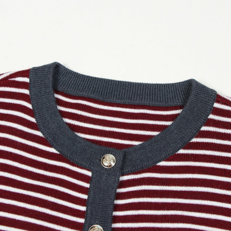 25ss Elegant striped wool knitted sweater for autumn and winter