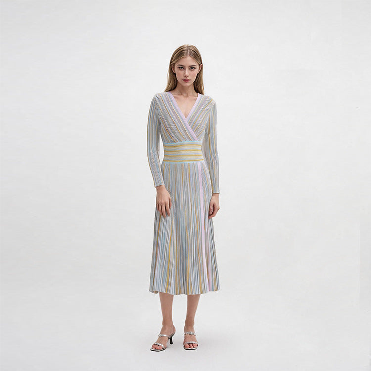 25ss Spring and Autumn long-sleeved cinched waist dress