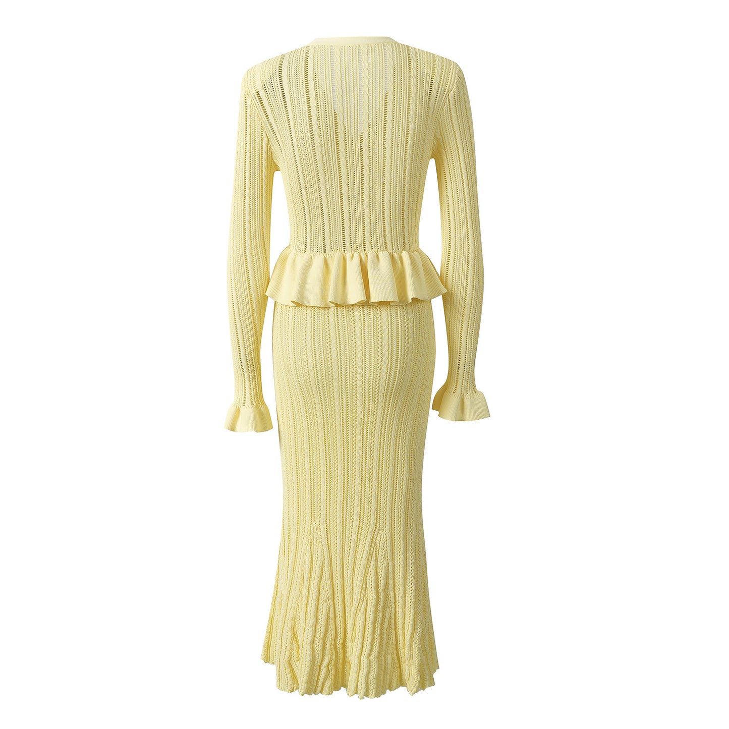 25ss Two cream-yellow fake knitted fishtail skirts for early autumn