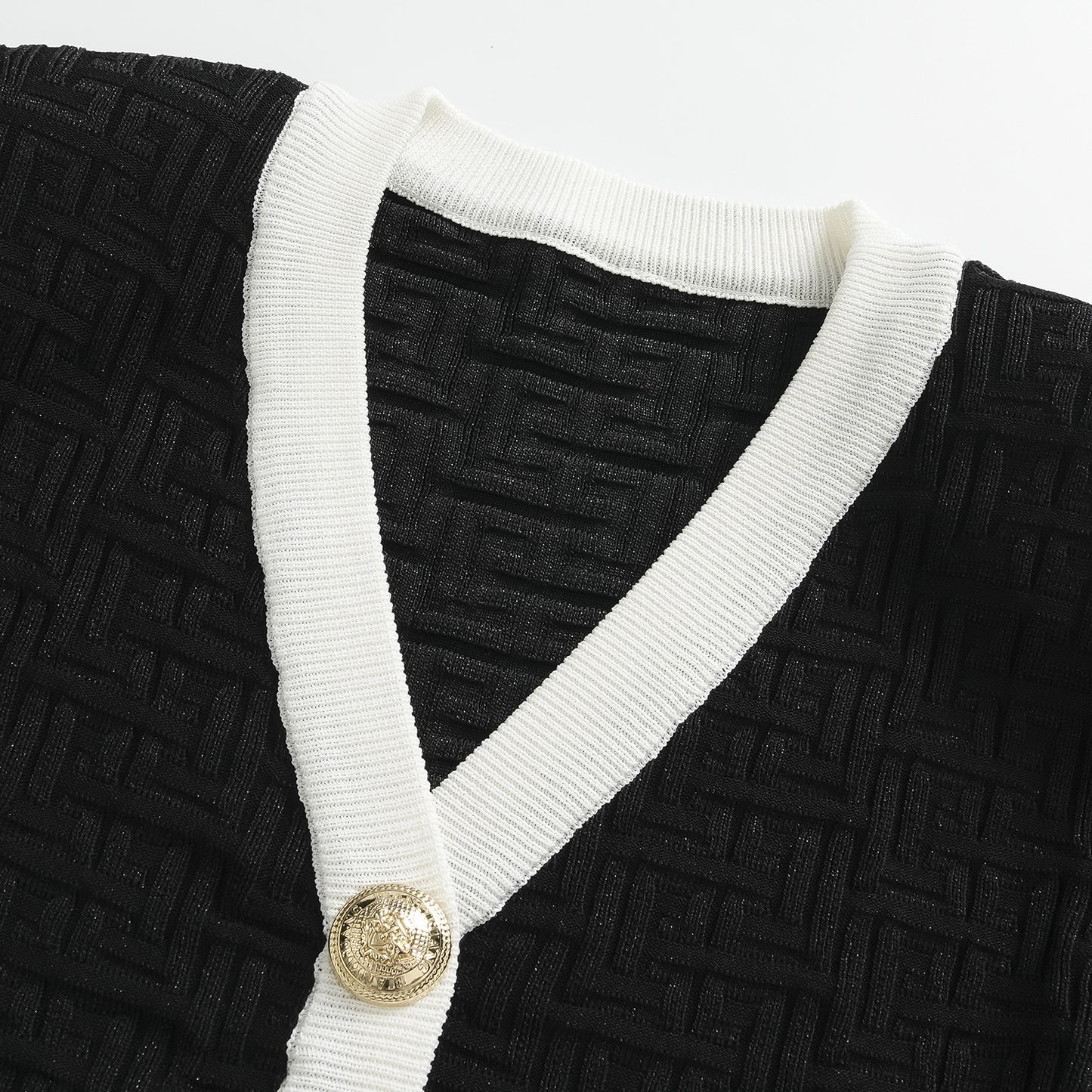 25ss Early autumn color-blocking jacquard chanel-style knitted sweater