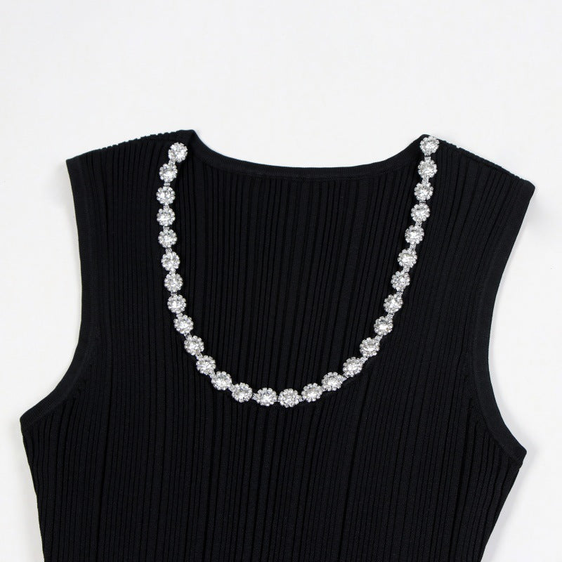 25ss Spring and summer lady's beaded A-line dress