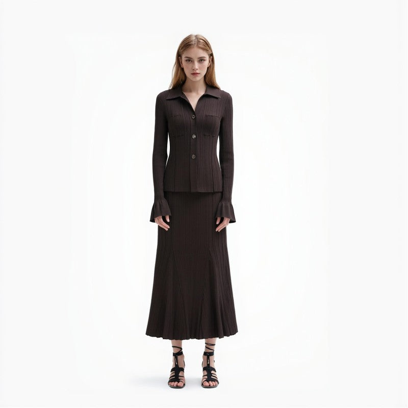 25ss Autumn and winter knitted high-waisted skirt casual set