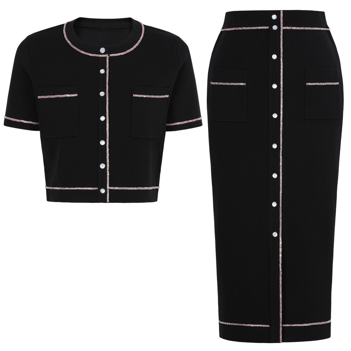 25ss A classic short-sleeved T-shirt top set with nails and diamonds