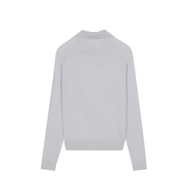 25ss Autumn and winter polo collar Tencel wool knitted sweater