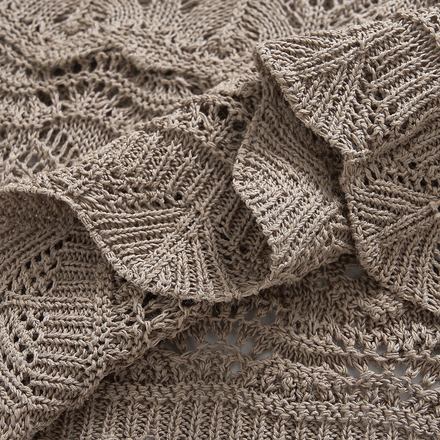 25ss French design style knitted hollowed-out crochet vest linen top