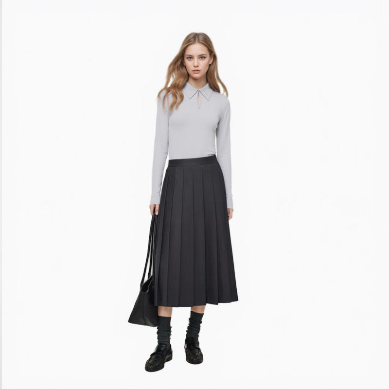 25ss Autumn and winter polo collar Tencel wool knitted sweater