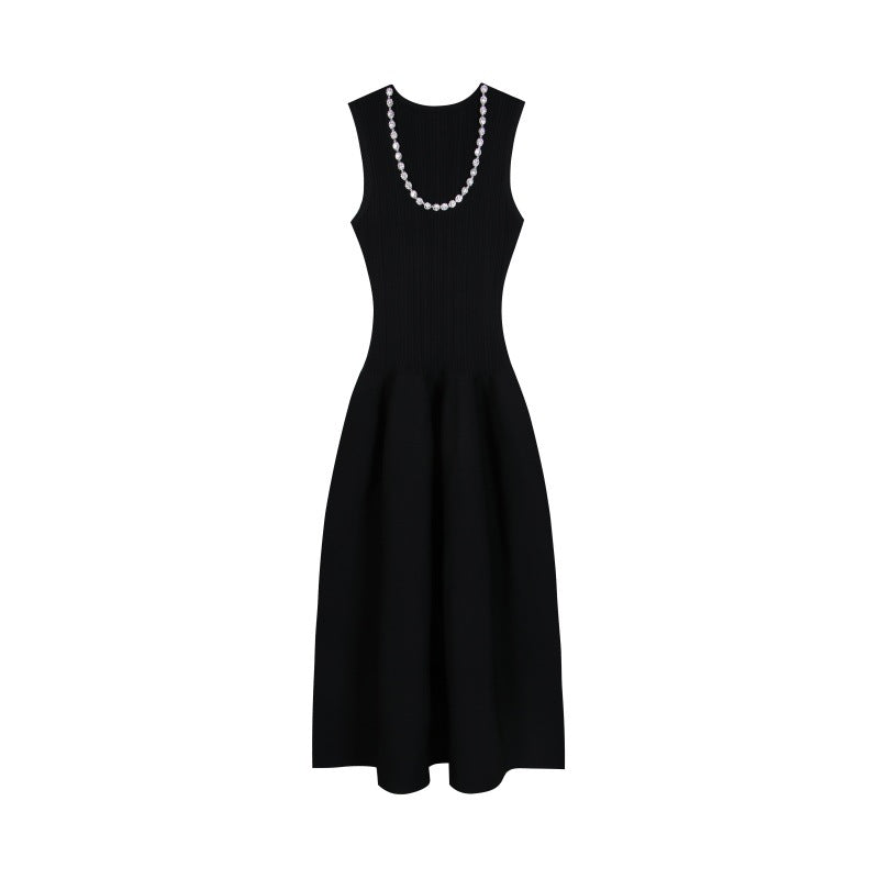 25ss Spring and summer lady's beaded A-line dress