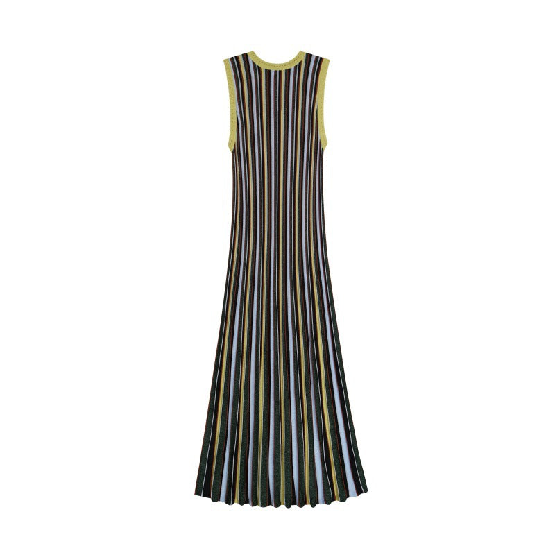 25ss Sleeveless striped knitted dress for spring and summer