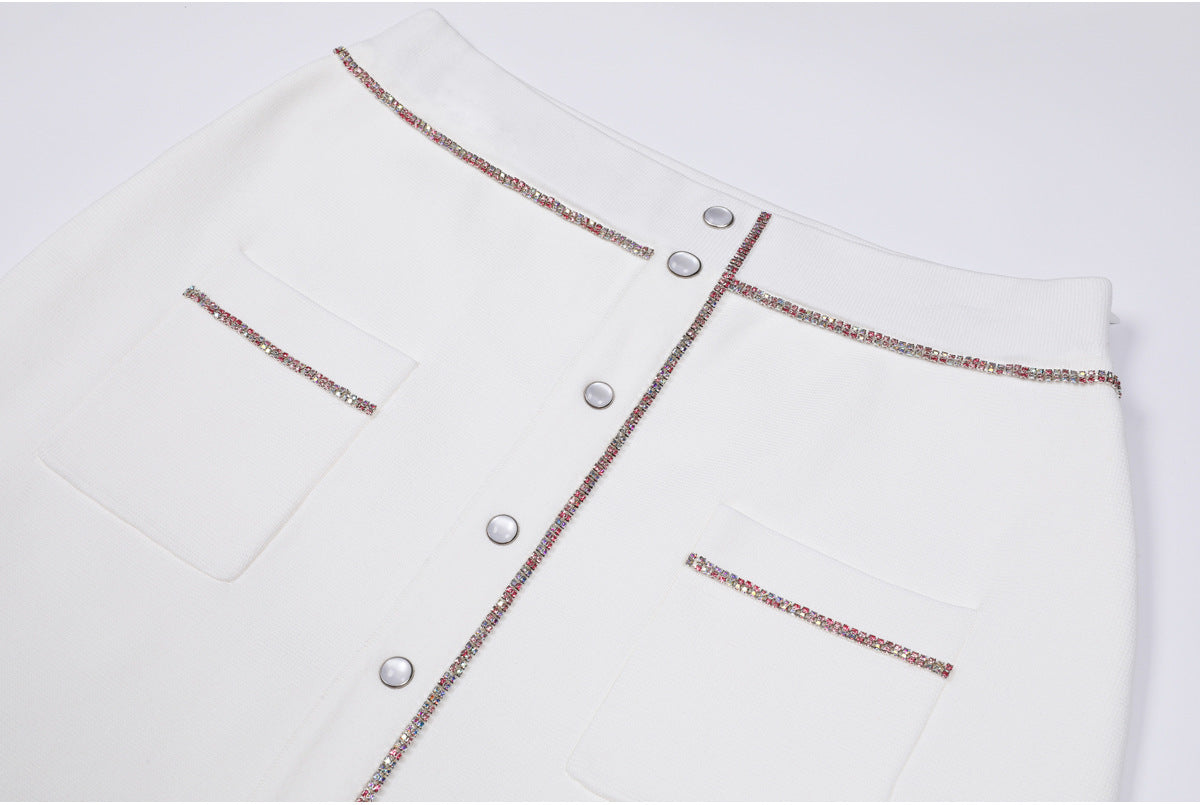 25ss A classic short-sleeved T-shirt top set with nails and diamonds