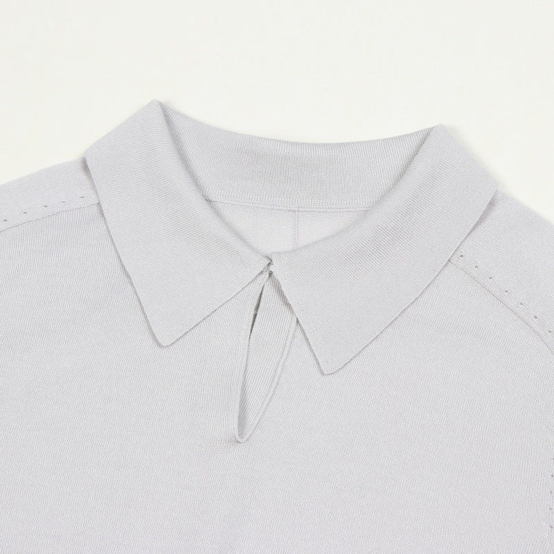 25ss Autumn and winter polo collar Tencel wool knitted sweater