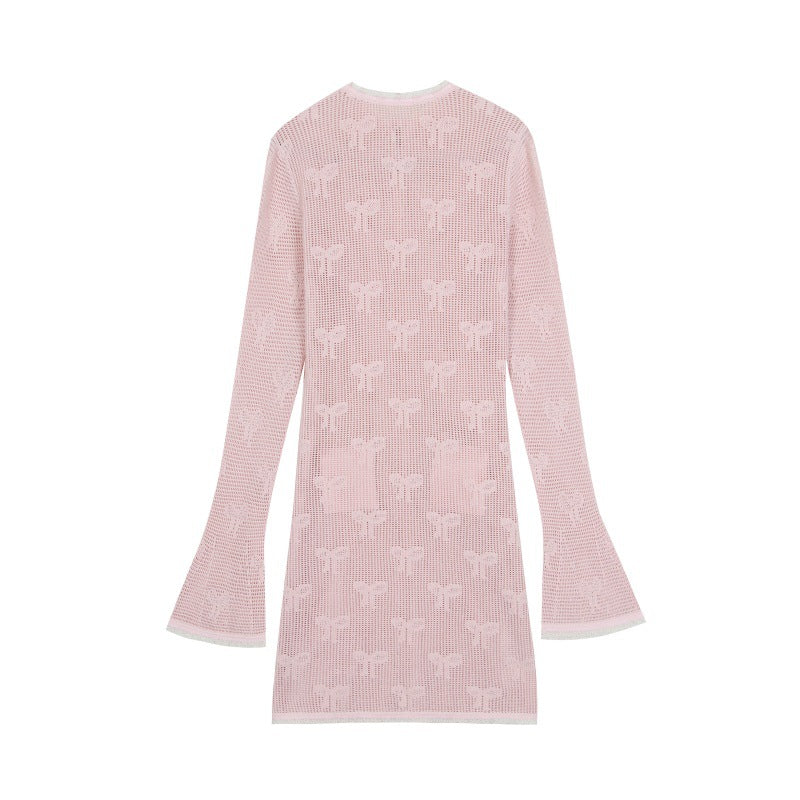 25ss Elegant cut-out knitted dress
