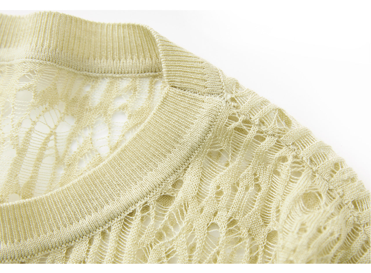 25ss Three-dimensional hollowed-out wool knitted sweater
