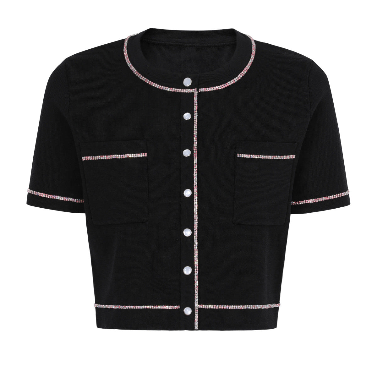 25ss A classic short-sleeved T-shirt top set with nails and diamonds
