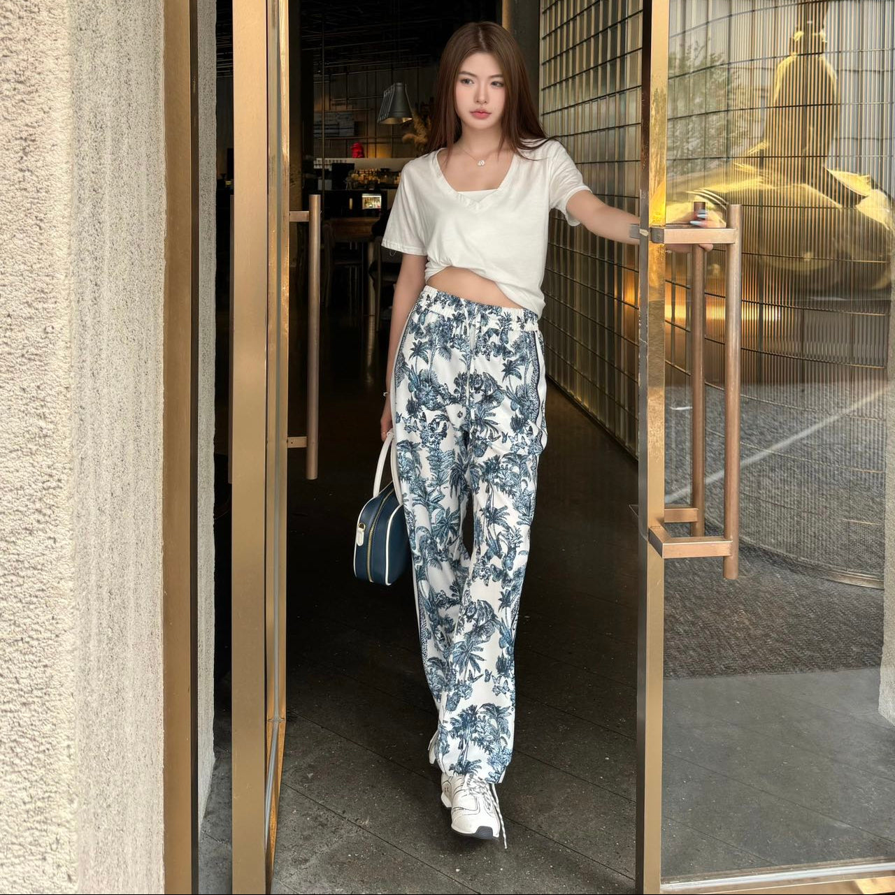 D 25ss Jungle print straight-leg pants