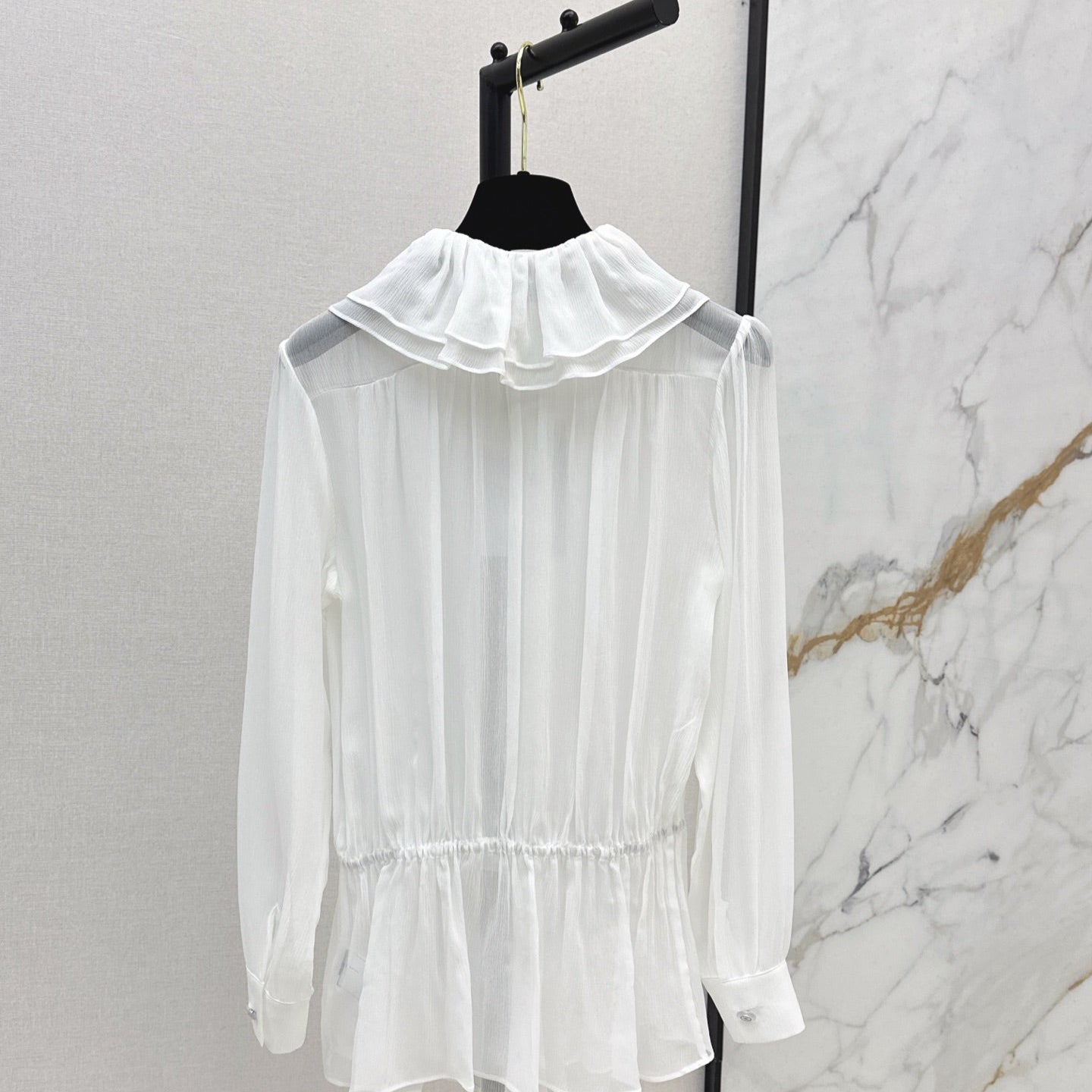 C 25ss See-through ruffled top
