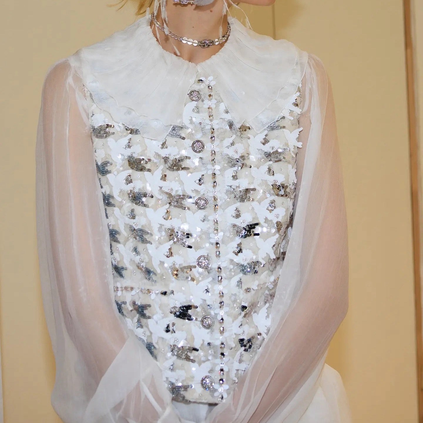 C 25ss See-through ruffled top
