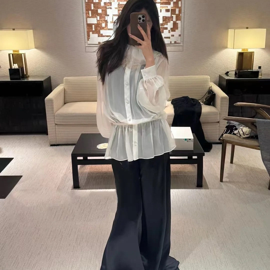 C 25ss See-through ruffled top