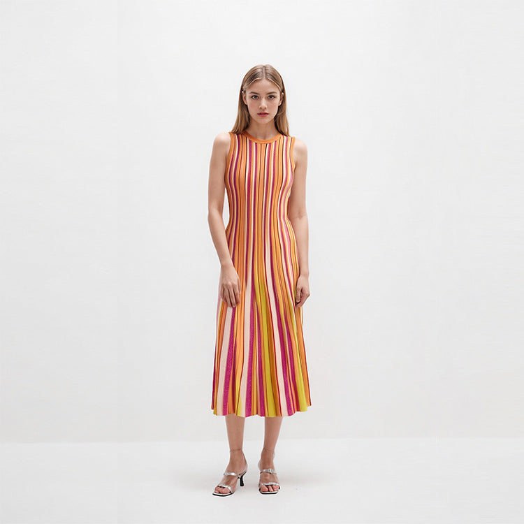 25ss Elegant sleeveless mid-length knitted dress