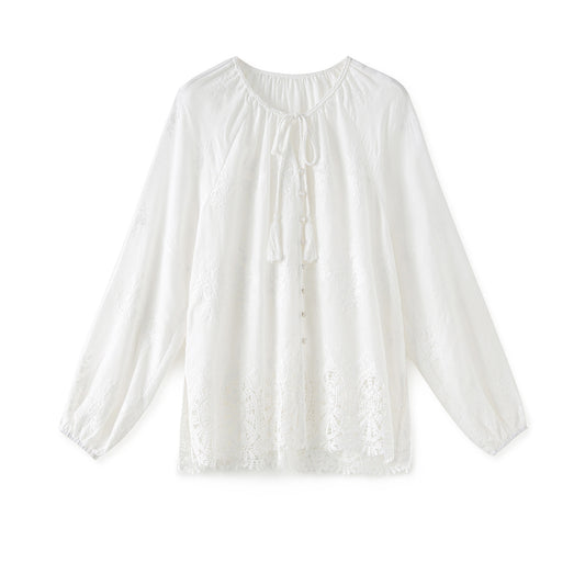 25ss Embroidered long-sleeved shirt