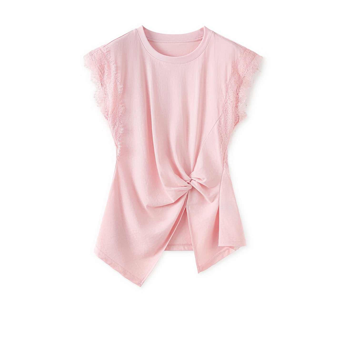 25ss Lace patchwork slimming T-shirt