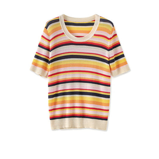 25ss Silk fixed dyeing yarn knitted top