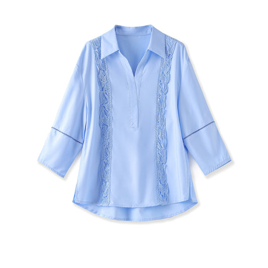 25ss Simple and loose shirt with three-quarter sleeves