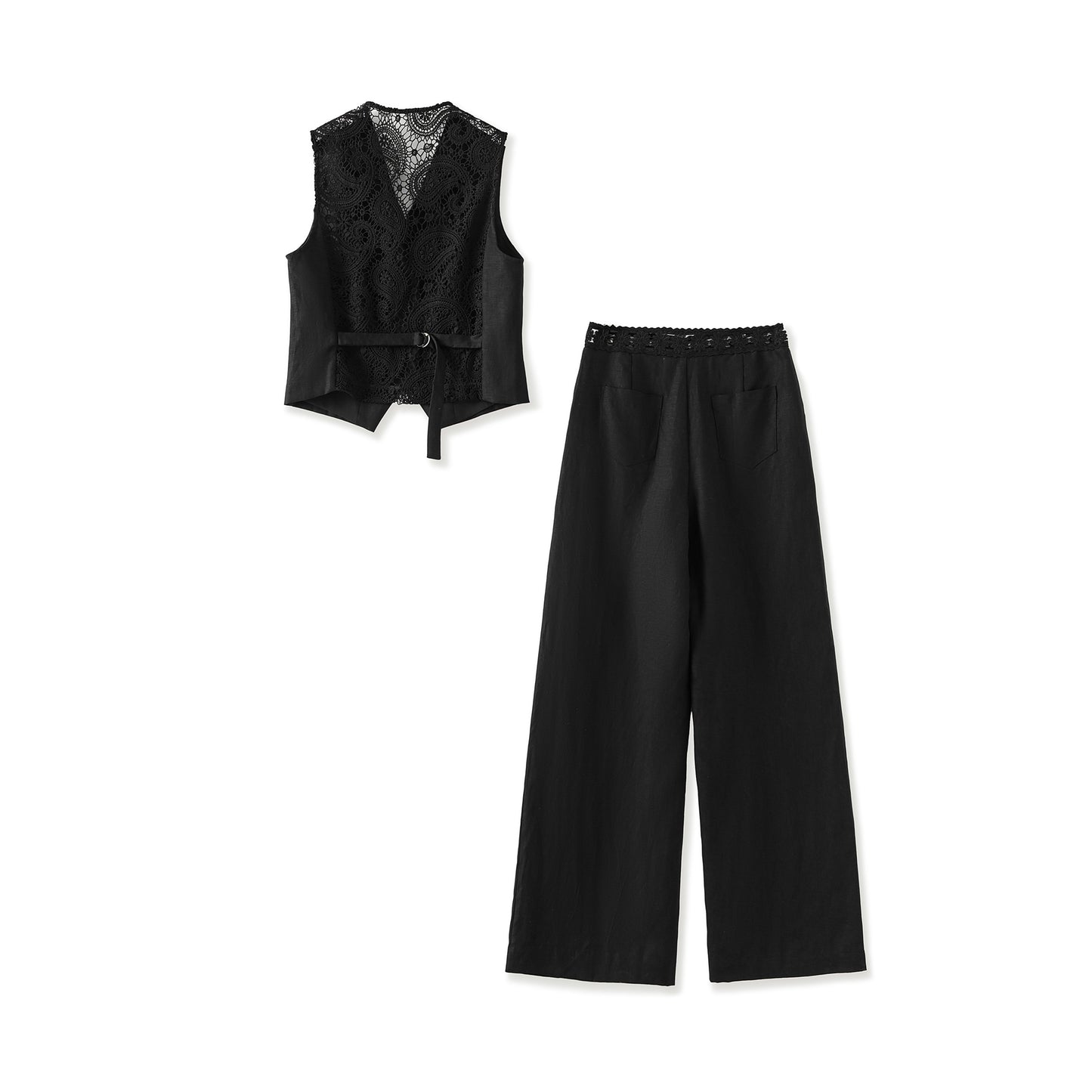 25ss Waistcoat and wide-leg pants set