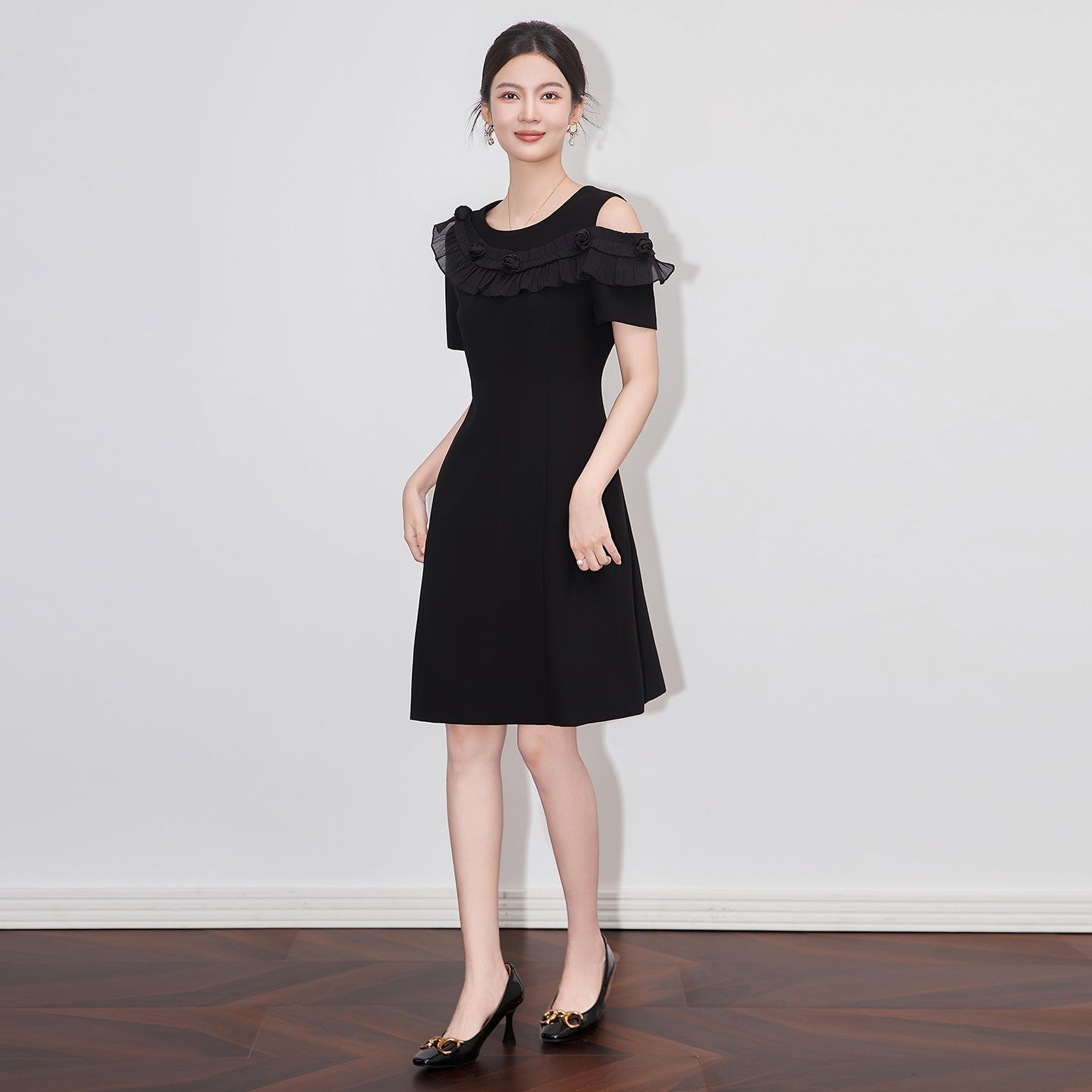 25ss Off-the-shoulder A-line dress